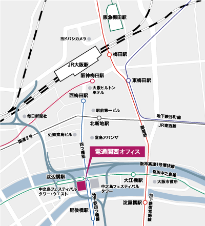 電通関西オフィスビル地図